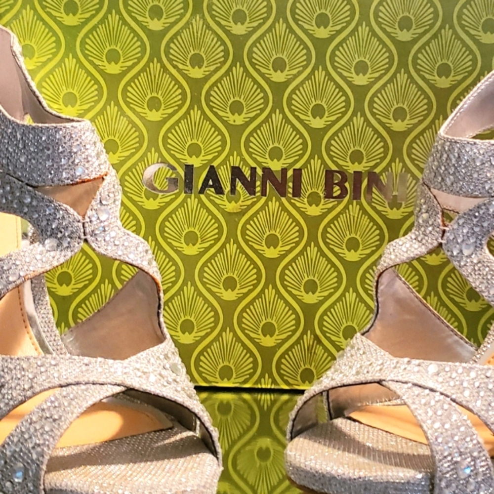 Giani Bini Silver Rhinestone Heels